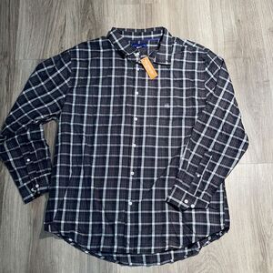 Simply styled by Sears NWT XXL, men’s dress shirt, black, gray, white plaid